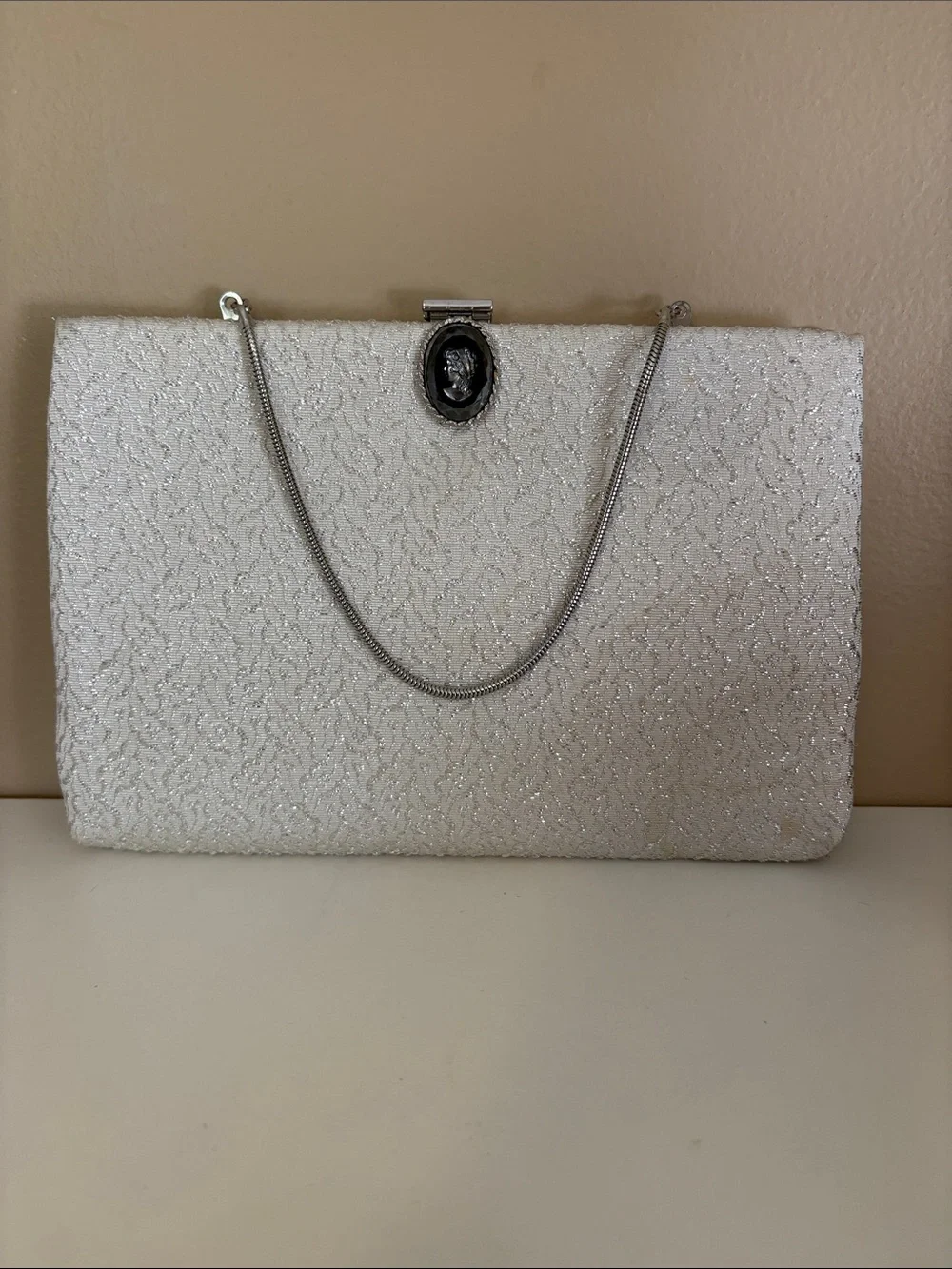 Vintage Elegant Silver Sparkle Evening Bag
